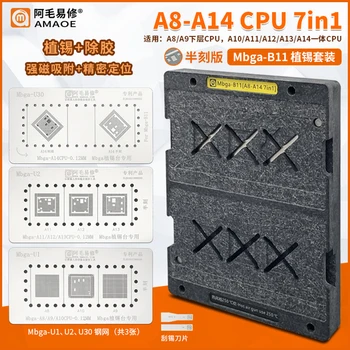 Amaoe 7 v 1 BGA Reballing Platforma za A13 A14 A12 A11 A10 A9 A8 CPU Tin Sajenje IC Lepilo Odstranite Položaja Ploščo S Šablono