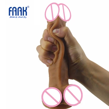 FAAK 19*3.8 cm Medicinske Silikonski Vibrator Realističen Penis Ženski Masturbator Pravi Kože Petelin priseska Sex Igrače za Ženske