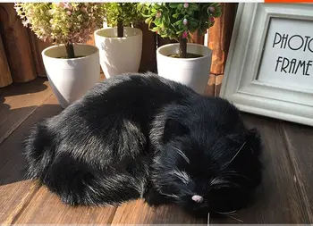 majhne, luštna, simulacije black cat igrača polietilen & krzno, krzneni izdelki spalna mačka model darilo o 21x17cm 2353