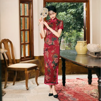 Qipao Večerne Obleke, Svila Cheongsam Obleko Prilagoditev Rdeče Plus Velikosti Poročiti Cheongsams Tradicionalnih Qipao Kitajska Obleka