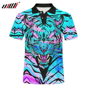 UJWI Azijskih Velikost Poletje Polo Majica 3d Tiger Natisni T-shirt Hip-hop Modo Kratka sleeved Pisane Polo Majica Harajuku Vrh 5XL